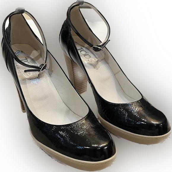 Tod’s Black Leather Cork Wedge - Picture 1 of 2